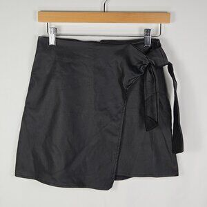 Originality Black Wrap Mini Skirt Tie Waist Y2K Minimalist Night‎ Out Women’s S
